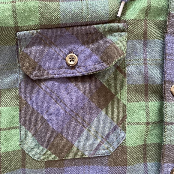 Dickies shirt/jacket button down with hood plaid size medium. Nice for camping! - Picture 3 of 12